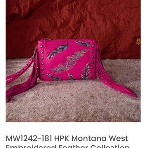 Montana West Fuchsia Feather Embroidered Crossbody